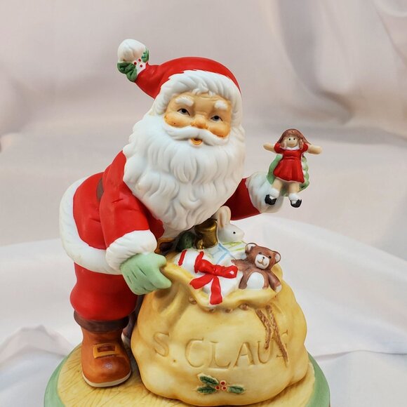Vintage 1987 Enesco Santa Claus Music Box Figurine "I Believe In Santa" Works - Picture 2 of 12